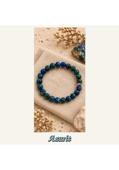 Azurit Taşı Bileklik 8 Mm, Unisex, Elastik Çok Renkli