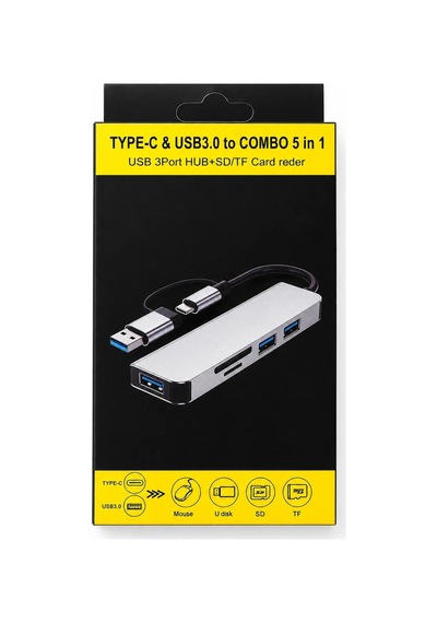 Vaveni 5in1 Usb 3.0 Type-c 3 Port Hub Sd/tf Kart Okuyucu Arz Standart