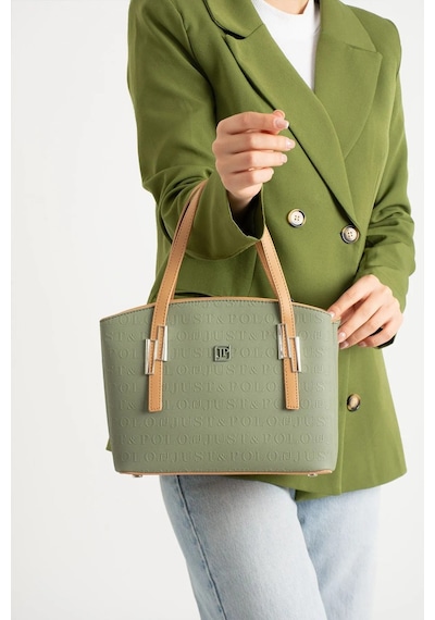 Kadın Orijinal Just Polo 5 Bölmeli Şık El & Omuz Çantası Ve Cüzdanı Shoulder Bag 26 X 24 Yeşil - Taba