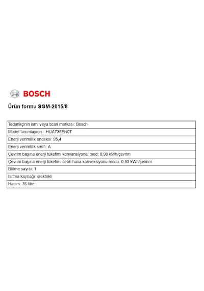 Bosch HUA736EN0T 76 L Buhar Destekli Ankastre Fırın