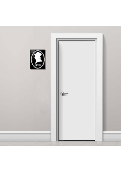 Decorıta Cam Wc Yönlendirme Levhası 2'Li Siyah Retro Ladies-Gents