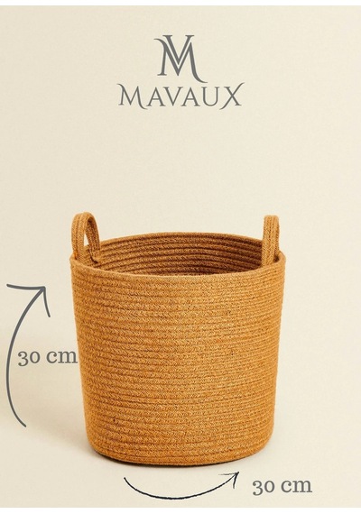 Mavaux Çok Amaçlı, 30cm-30cm Orta Boy, Yanları Saplı, Jüt, Hasır, Dokuma Sepet, Düzenleyici Organizer Hasır