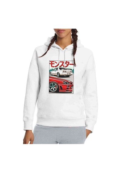 Nissan Skyline Gtr R32 & R34 Baskılı Beyaz Kadın Kapşonlu Sweats