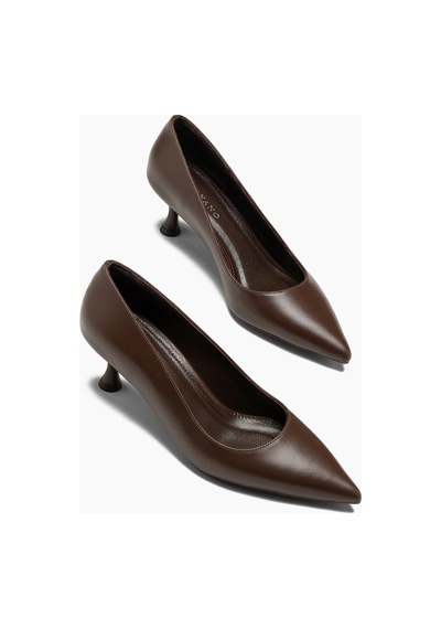 Austin Hakiki Deri Kahve Cilt 5 Cm Kadın Stiletto