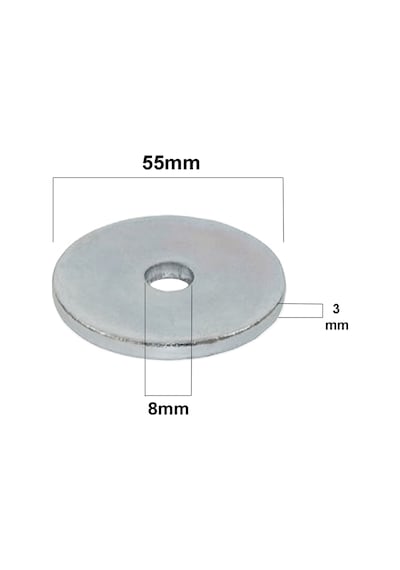 Aletçantam 55mm Büyük Kalın Demir Pul Galvanizli Şase Vida Civata Pulu -10 Adet