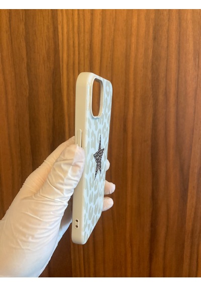 Apple iPhone Uyumlu 13/14 Leopar Baskılı İçi Kadife Silikon Telefon Kılıfı Krem