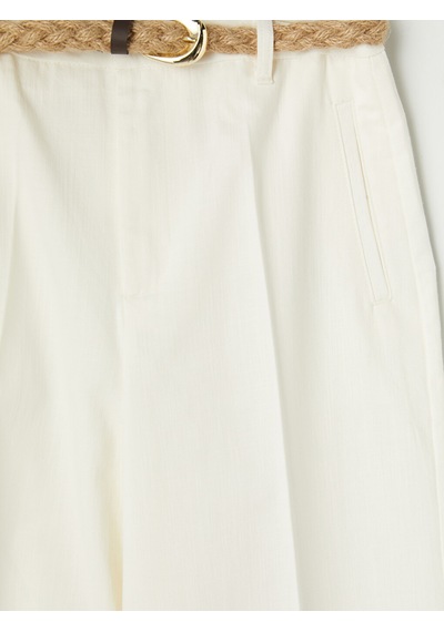 Lcw Vision Beyaz Loose Fit Kemerli Kadın Pantolon