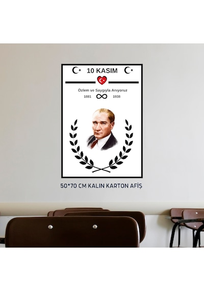 10 Kasım Atatürk Afişi 50x70 Cm Bristol Baskı 03