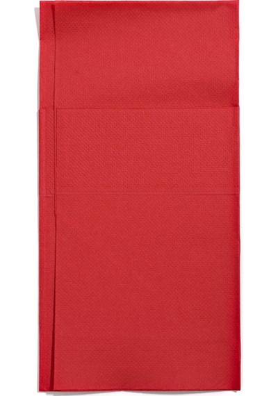 Çift Kat Kırmızı Cepli Peçete 1/8 40x40 Cm Açık Hali 50 Adet