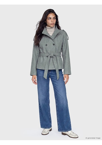 Lcw Modest Gri Kuşaklı Oversize Kadın Kaşe Kaban