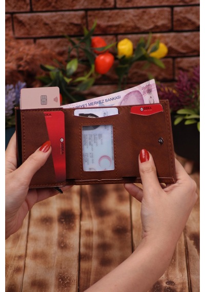 Özka Leather Taba Telefon Bölmeli Uzun Cüzdan Ve Otomatik Mekanizmalı Kartlık Cüzdan Sevgili Paketi Siyah