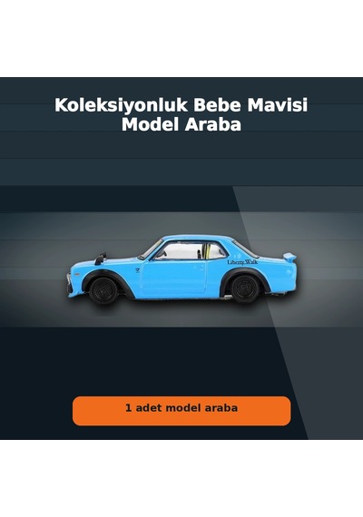 1/64 Ölçekli Baby Blue Nissan Lb Works Hakosuka Diecast Model Araba
