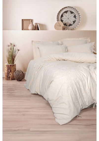 Cotton Box 1570/1-cb Cotton Keten Ck Nevresım Takımı Kıvora Bej