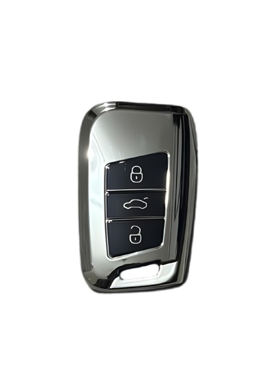Autohan Keys Volkswagen Passat B8 Uyumlu Akıllı Anahtar Kumanda Kabı Kılıfı, Nano Krom Siyah Renk