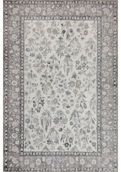 Artloop Stonart Eskitme Vintage Desenli Gri Otantik Yıkanabilir Şönil Halı Al 447 Gri 3