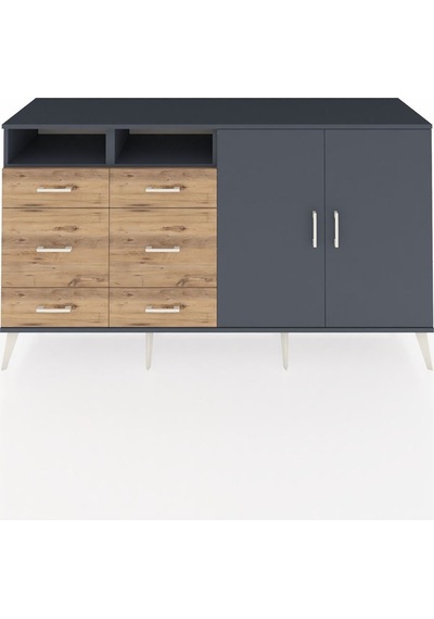 Hyperion Konsol 4 Raflı 6 Çekmeceli 2 Kapaklı 176x44x99 Antrasit-antrasit/çam Antrasit - Antrasit Hyperion Konsol 4 Raflı 6 Çekmeceli 2 Kapaklı 176x44x99 Antrasit-antrasit/çam Antrasit - Antrasit