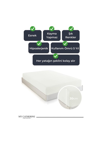 Lastikli & Hipoalerjenik Çarşaf%100 Pamuk Penye Kumaş Krem 100x200, Luxcarsaf Çok Renkli
