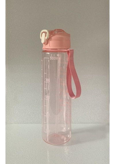 Pembe, Şeffaf Pipetli Matara 900 Ml, Sızdırmaz Kapaklı Suluk Pembe Plastik Diğer