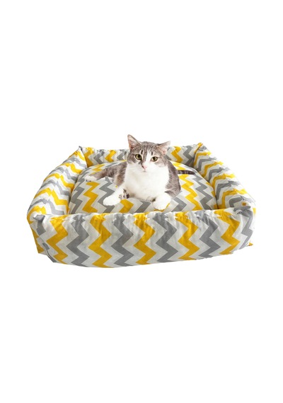 Yıkanabilir Zigzag Desenli Kedi ve Köpek Yatağı 60 x 45 x 17 CM