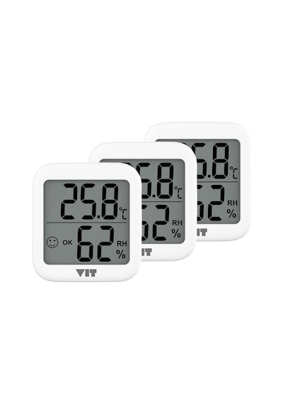 Vıt 3'lü İç Mekan Dijital Isı Ve Nem Ölçer Beyaz Termometre Wvt17-02 Thermometer