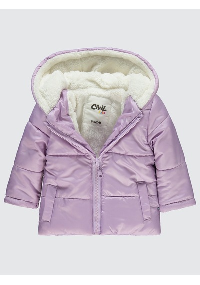 Civil Baby Kız Bebek Kapüşonlu Mont 6-18 Ay Koyu Lila Koyu Lila