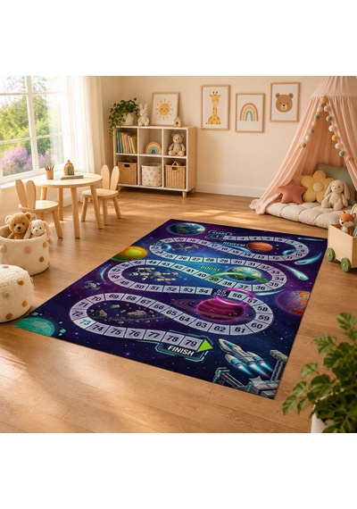 Kartela Halı Uzay Yolu Kaymaz Taban Çocuk Oyun Halısı - 200 X 300 Cm Çok Renkli