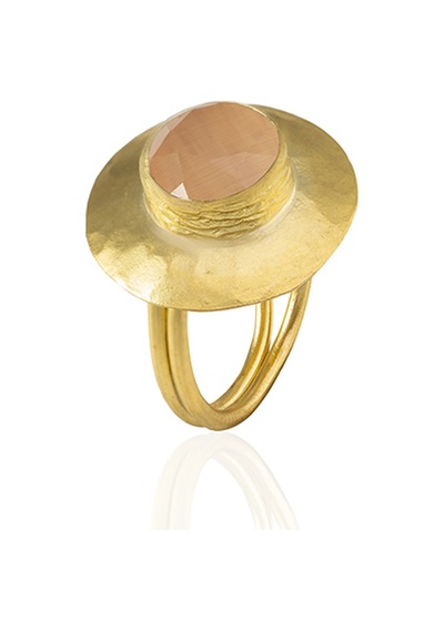 Kadir Jewellery 22 Ayar Altın Kaplama Zirkon Taşlı Kadın Vintage Yüzük Turuncu