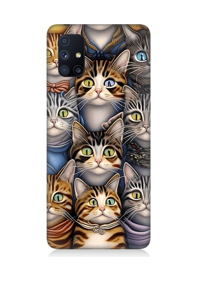 Samsung Galaxy M51 Uyumlu Sevimli Kediler Desenli Silikon Kılıf
