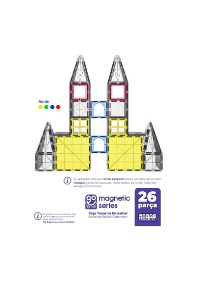 Go Magnetic Series 26 Parça Yapı Tasarım Eklentisi - Mıknatıslı Manyetik Bloklar