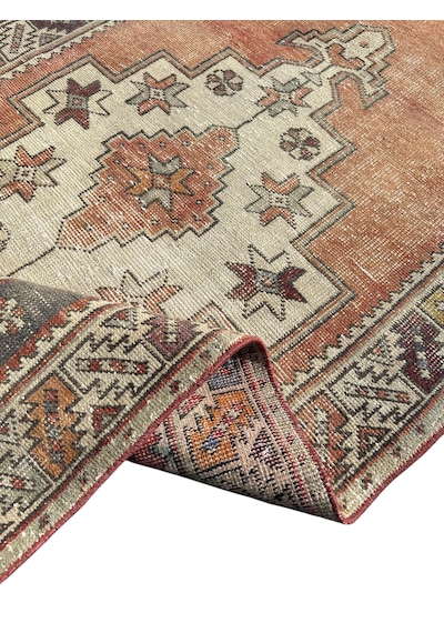 El Dokuma Eskitme Ortaköy Halısı 112x230 Vintage Yolluk Halı Kiremit