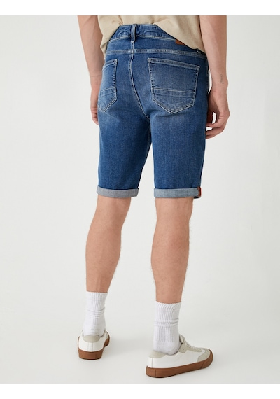 Koton Slim Fit Kot Şort Cep Detaylı Katlamalı Paça Pamuklu Orta İndigo 4sam40100nd İndigo
