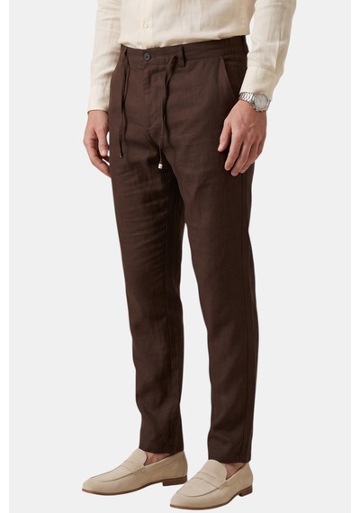 Deepsea Kahve Slim Fit Likralı Keten Dokulu Lastikli Belli İpli Yazlık Erkek Pantolon 2603001 Deepsea Kahve Slim Fit Likralı Keten Dokulu Lastikli Belli İpli Yazlık Erkek Pantolon 2603001
