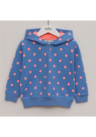 Wanex Kız Çocuk Uzun Kol İnce Kapüşonlu Sweatshirt - 32613 Mavi