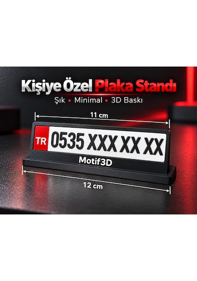 Kişiye Özel Araç İçi Telefon Numarası Plakalığı 3d Baskı Motif3d Siyah