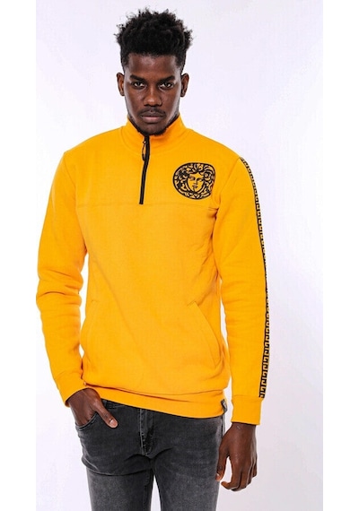 Wessi Sarı Fermuarlı Baskılı Sweatshirt Sarı