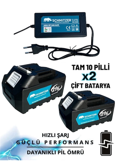 Schmıtzer 2 Li-budama-tu Pro Set 21v Çelik Şanzuman 2 Pala Ve Zincir Şarjlı Dal Ağaç Kesme Bağ Budama Makas Testere