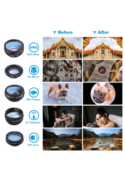 Apexel 10'u 1 Arada Telefon Lens Kiti Tanımlandığı Gibi