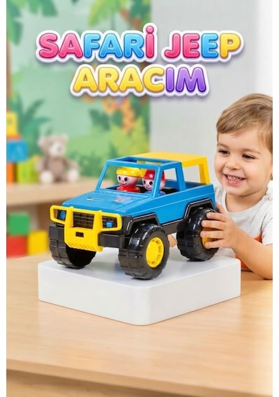 Safari Jeep Aracım Eğlenceli Ve Dayanıklı Özel Tasarım Mavi 22 Cm Oyuncak Arazi Aracı