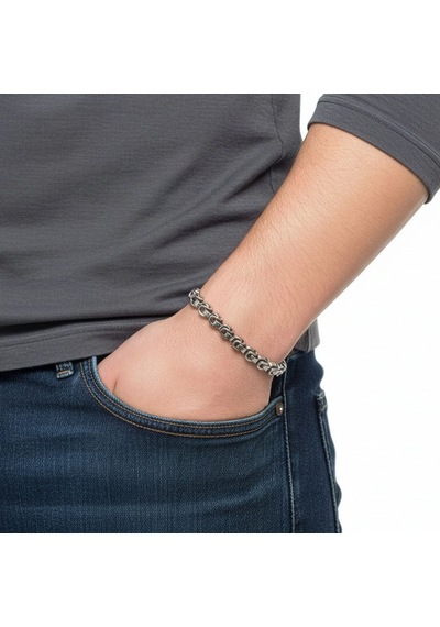 Moncuk Design Box Cuban Çelik Zincir Bileklik 6mm 3351czb2d11 Sarı