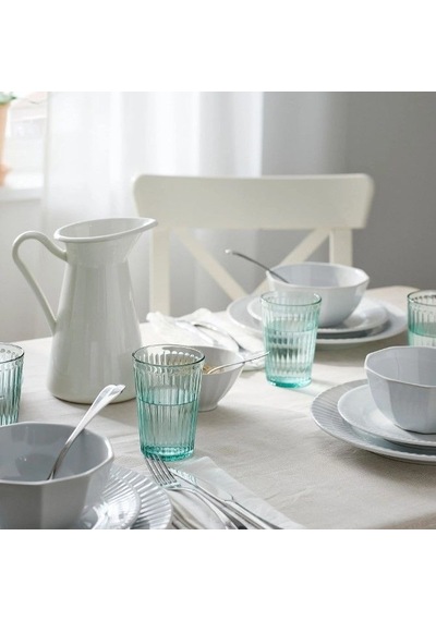 Ikea Vardageen 4'lı Meşrubat Bardağı 310 Ml Şeffaf Açık Lacivert Mavi - Şeffaf