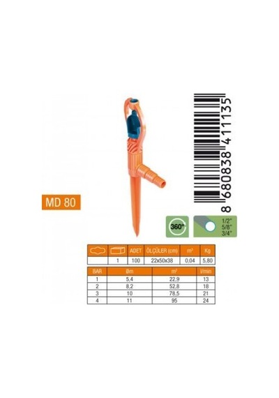 Medalyan Md-80 Saplamalı Sprink Fıskiye - Pvc Yaprak Model- 10'li Paket