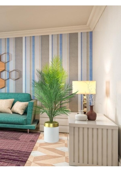 Yapay Ağaç Areka 130 60cm 40yapraklı Beyazgold Paslanmaz Saksıda