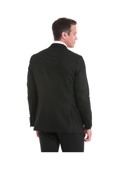 Hatemoğlu Siyah Slim Fit Desenli Çıkma Sivri Yaka Klasik Damatlık 33122125t004 991 Siyah