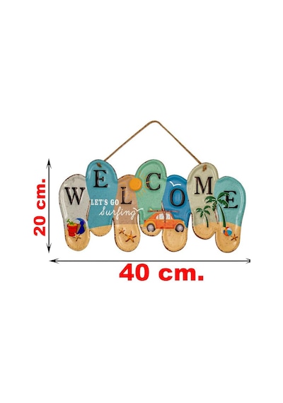 Welcome Let S Go Surfing Metal Kapı Süsü 40 Cm Bahçe Duvar Hoş Geldiniz Levhası Dekoratif Obje