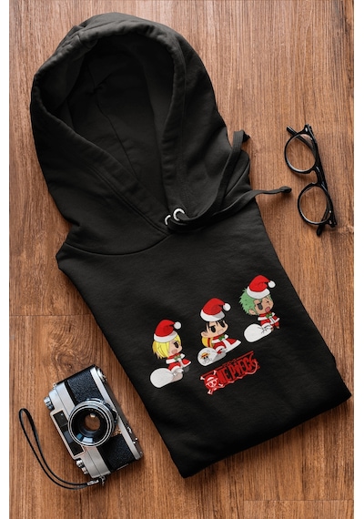 One Piece Yılbaşı Kapşonlu Sweatshirt 001