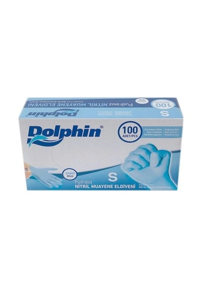 Dolphin Pudrasız Mavi Nitril Medikal Muayene Eldiveni S 100 Adet