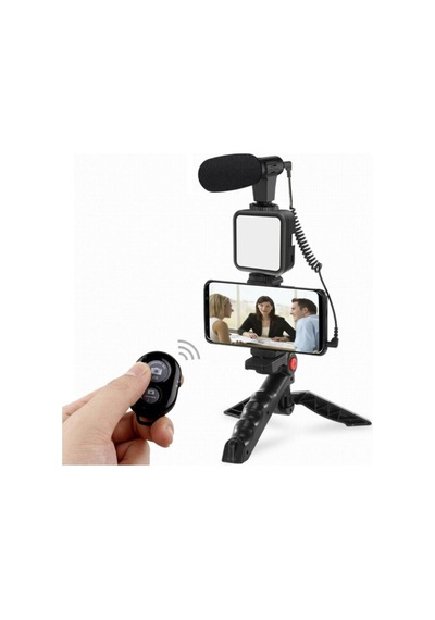 Profesyonel Selfie Mikrofon Tripod Ile Led Işık Stüdyo Mikrofon Kayıt Mikrofon Vlog Için