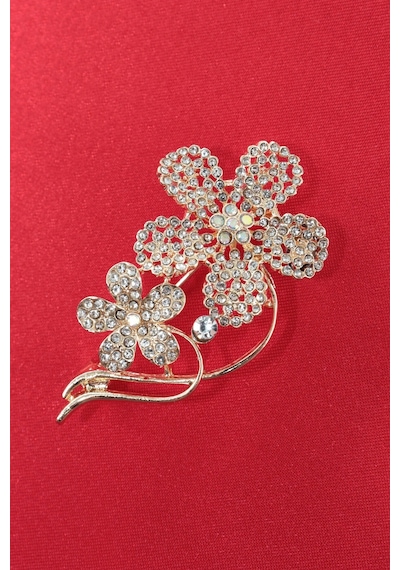 Işığın Dansı Kır Çiçeği Broş Gold Renkli Kristal Taşlı Kadın Yaka İğnesi Çiçek Broş Çok renkli