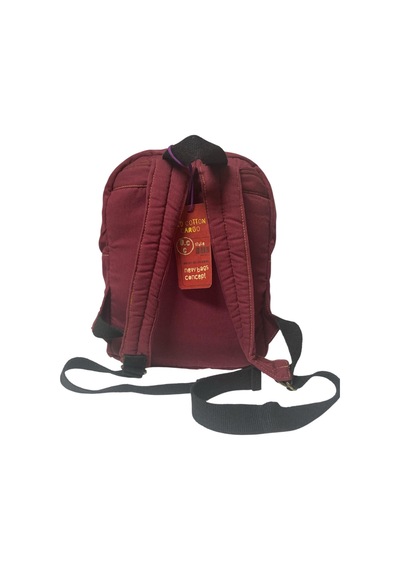 Old Cotton Cargo Kaliteli Salaş Küçük Boy Siyah Vintage Disayn Günlük Sırt Gezi Çantası 25x30cm Bordo