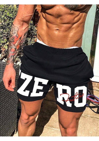 Zero Penye Şort - Siyah Baskılı Kısa Kordonsuz Siyah Zero Penye Şort - Siyah Baskılı Kısa Kordonsuz Siyah